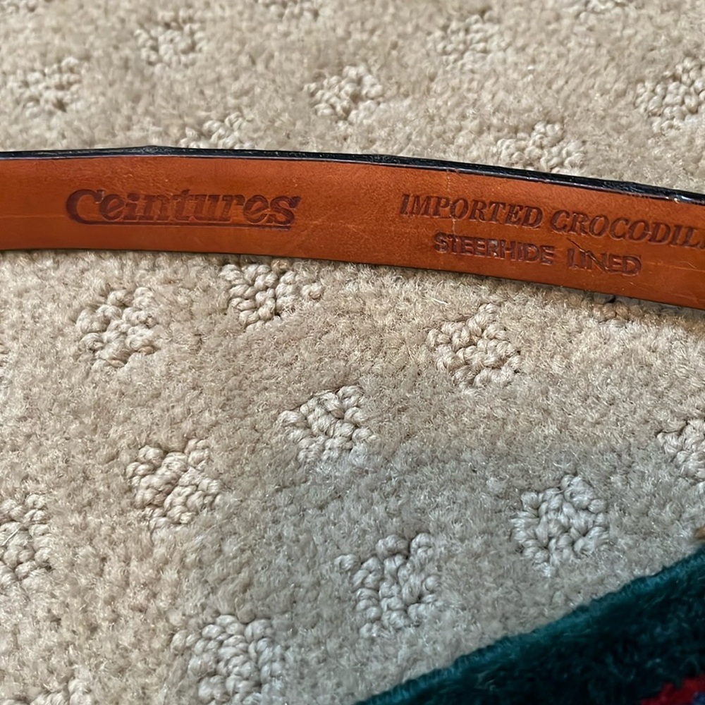 Ceintures crocodile with steer Hyde lining 26 belt 3/4 inch wide